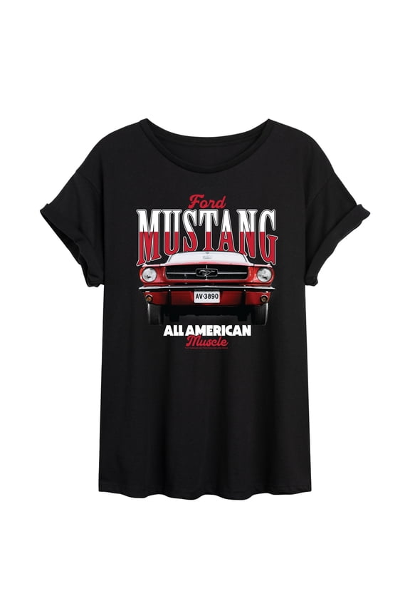 - Mustang All American Muscle - Juniors Oversized Graphic T-Shirt