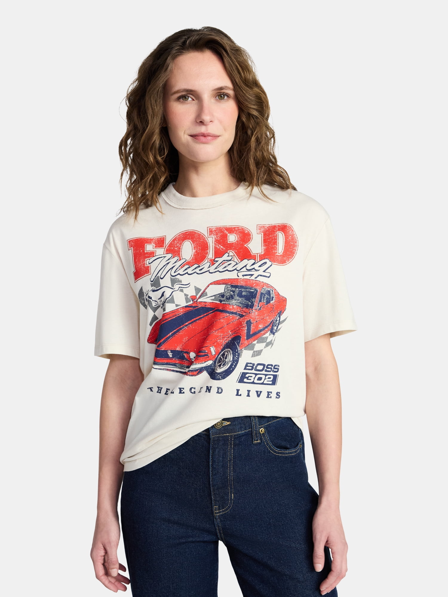 Ford Mustang Women's Graphic Tee with Short Sleeves, Sizes XXS-XXL