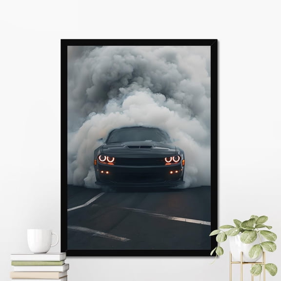 Ford Mustang Artwork Car, Sports Car Wall Art, Wall Decor, Iconic Car, Car Fan Gift, Car Artwork #2001, Stretched Canvas Size 12x18