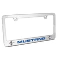 thumbnail image 1 of Ford Mustang Blue Dual Logo Logos in 3D American-Made Mirror Chrome Metal License Plate Frame, 1 of 8