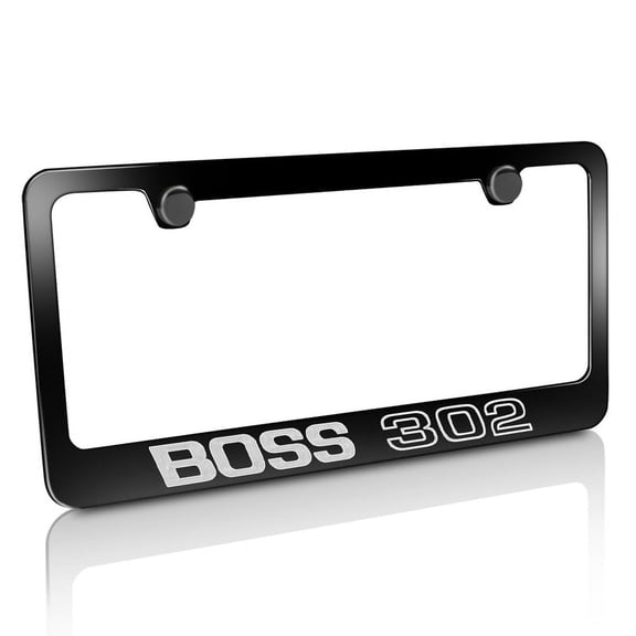 Ford Mustang Boss 302 Black Metal License Plate Frame