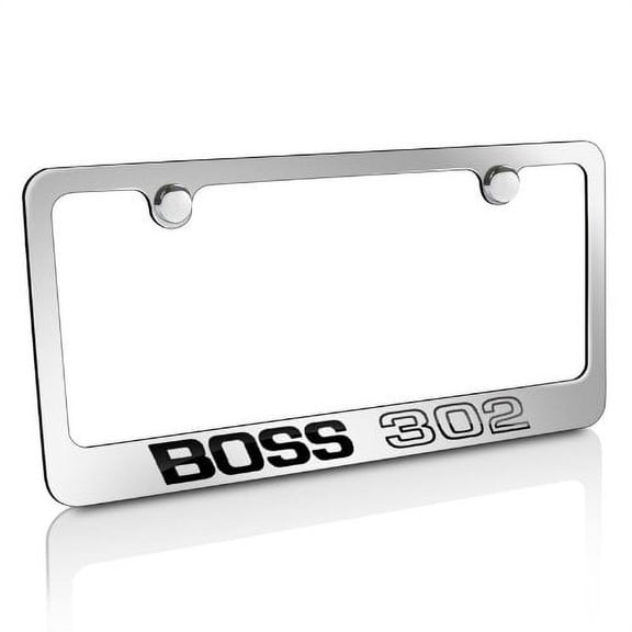 Ford Mustang Boss 302 Shiny Mirror Chrome Finish Solid Brass Metal License Plate Frame