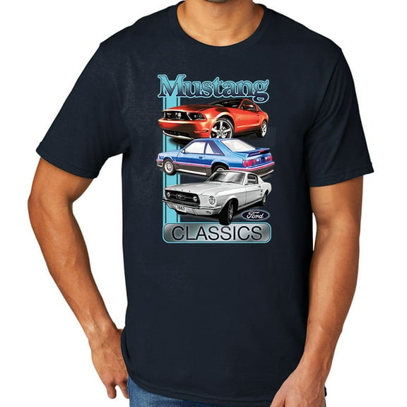 Ford Mustang Classics Men's TriBlend Tee Shirt, Medium Deep Navy Blue