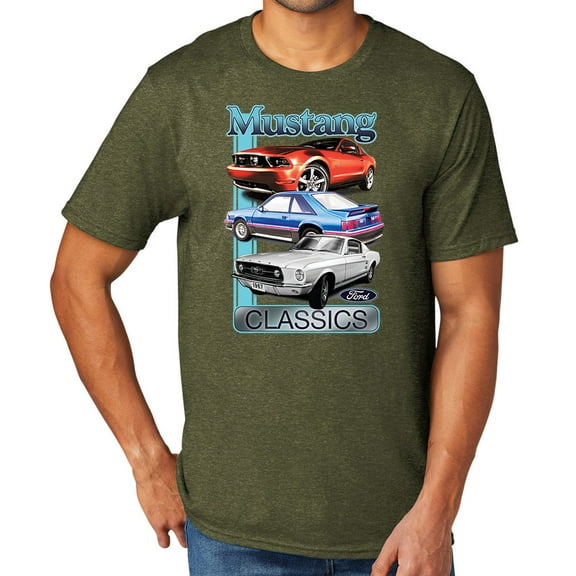Ford Mustang Classics Men's TriBlend Tee Shirt, XL Military Green Heather