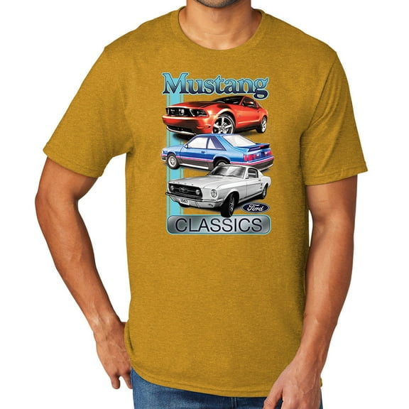 Ford Mustang Classics Men's TriBlend Tee Shirt, XL Ochre Yellow Heather