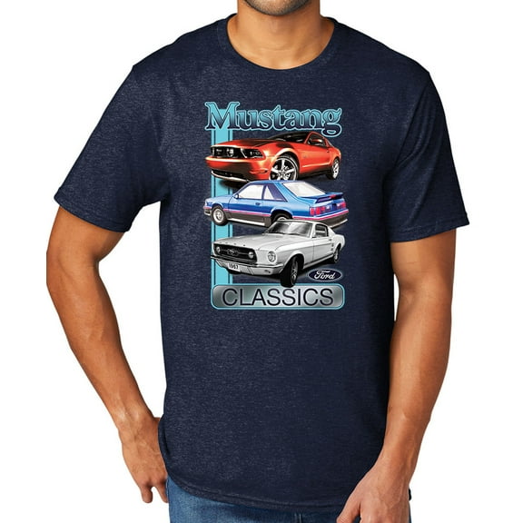 Ford Mustang Classics Men's TriBlend Tee Shirt, XL Team Navy Heather