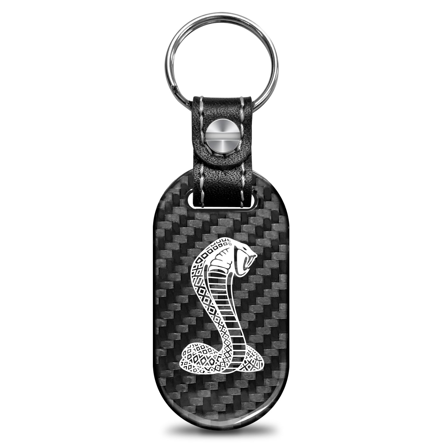 Ford Mustang Cobra 100% Real Black Carbon Fiber Tag Style Key Chain