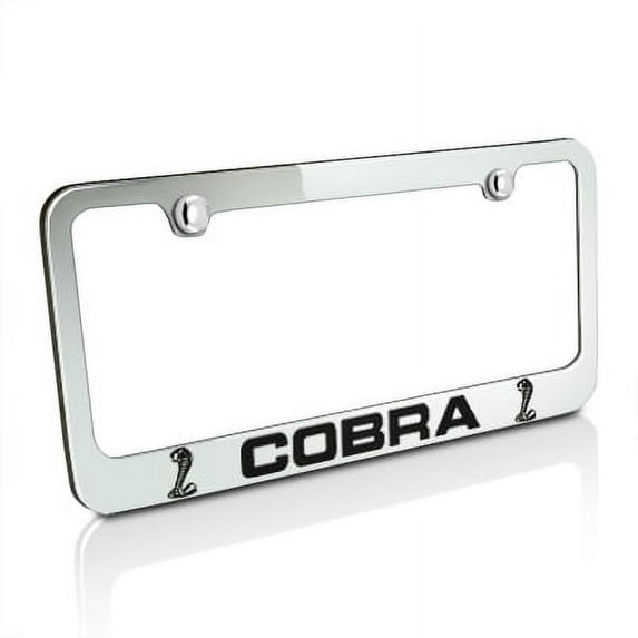 Ford Mustang Cobra 2 Logos Chrome Metal License Plate Frame