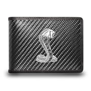 Ford Mustang Cobra Black Real Carbon Fiber Leather RFID Blocking Bi-fold Wallet