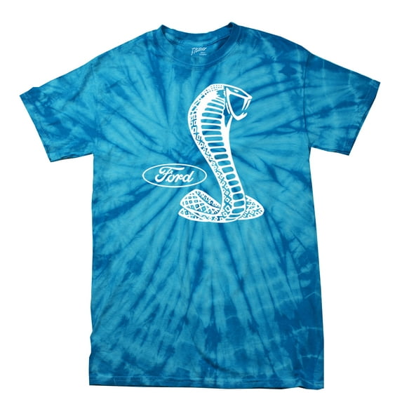 Ford Mustang Cobra White Silhouette Ford Motors Classic Ford Logo Racing Performance Race Hotrod Antique Muscle Car Tee-Bluetiedye-XXL