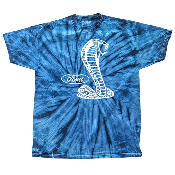 Ford Mustang Cobra White Silhouette Ford Motors Classic Ford Logo Racing Performance Race Hotrod Antique Muscle Car Tee-Navytiedye-XXL