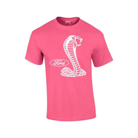 Ford Mustang Cobra White Silhouette Ford Motors Classic Ford Logo Racing Performance Race Hotrod Antique Muscle Car Tee-Neonpk-XXL