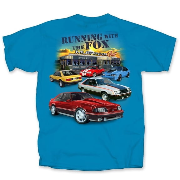 Ford Mustang Collection RUNNING WITH THE FOX Graphic Shirt Blue Official License 2X-Large
