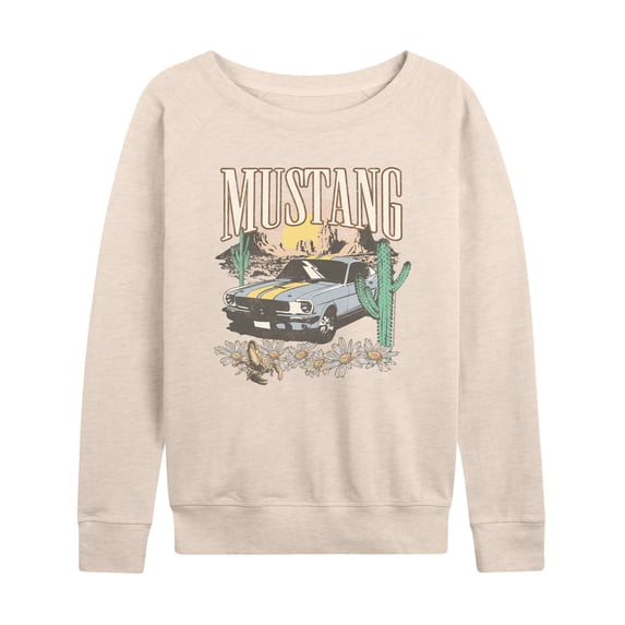 Ford - Mustang Desert Lightweight French Terry Wide Neck Long Sleeve Graphic Shirt