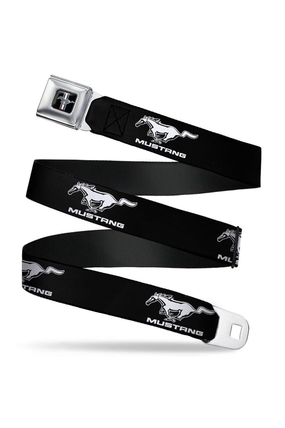 Mustang Emblem Ford Mustang Black White Logo Repeat Seatbelt Belt Seatbelt Belt Standard