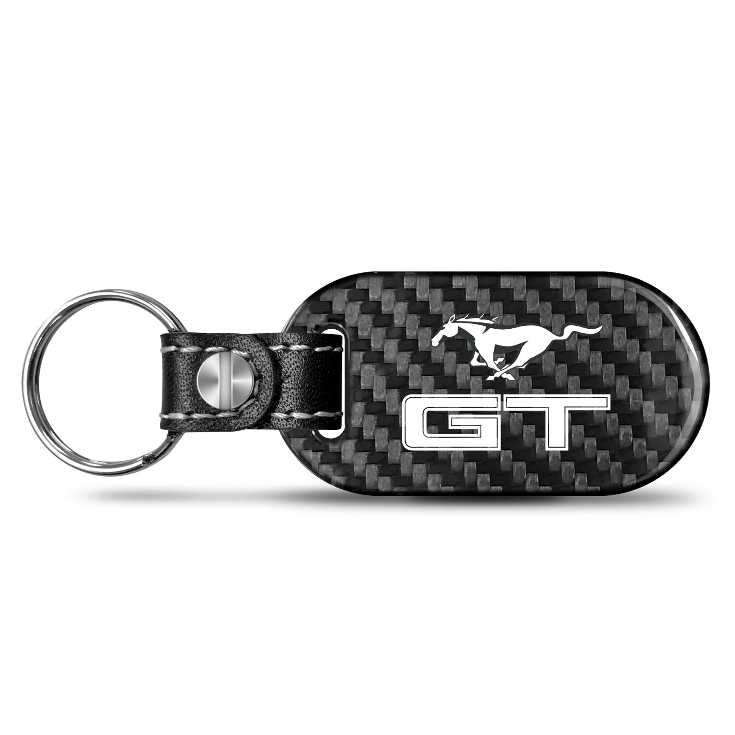 Ford Mustang GT 100% Real Black Carbon Fiber Tag Style Key Chain