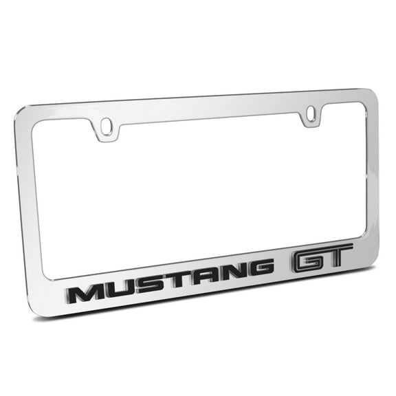Ford Mustang GT 3D Embossed Letters on Mirror Chrome Metal License Plate Frame