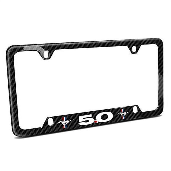 Ford Mustang GT 5.0 Dual Logo Black Real Carbon Fiber 50 States License Plate Frame