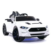 Ford Mustang GT Kids 24V Electric Ride-On Car w R/C Parental Control Remote, LED Foam wheels + Underbody LED Kit, MP3 + Wireless Music Streaming, Car Cover, Vegan Leather Seat