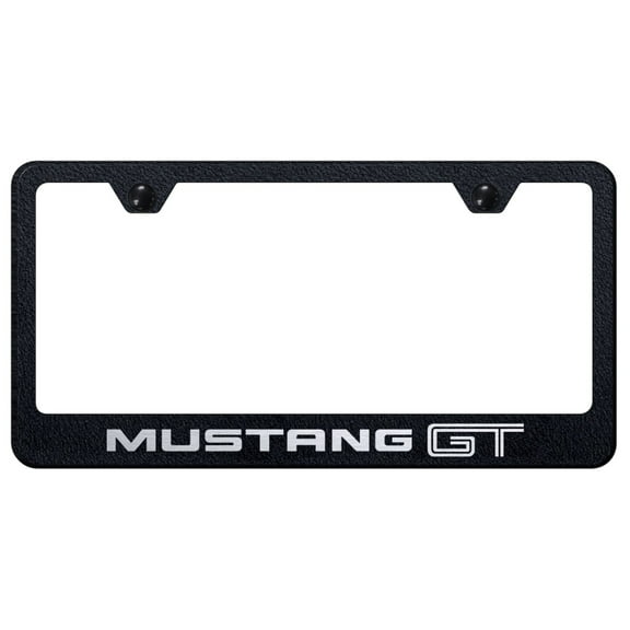 Ford Mustang GT Laser Etched Logo Stainless Steel License Plate Frame (Rugged Black)