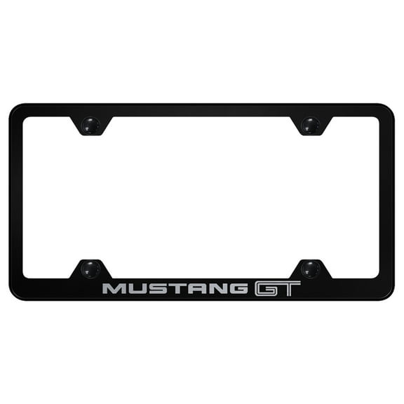 Ford Mustang GT Laser Etched Logo Wide Body License Plate Frame (Black)