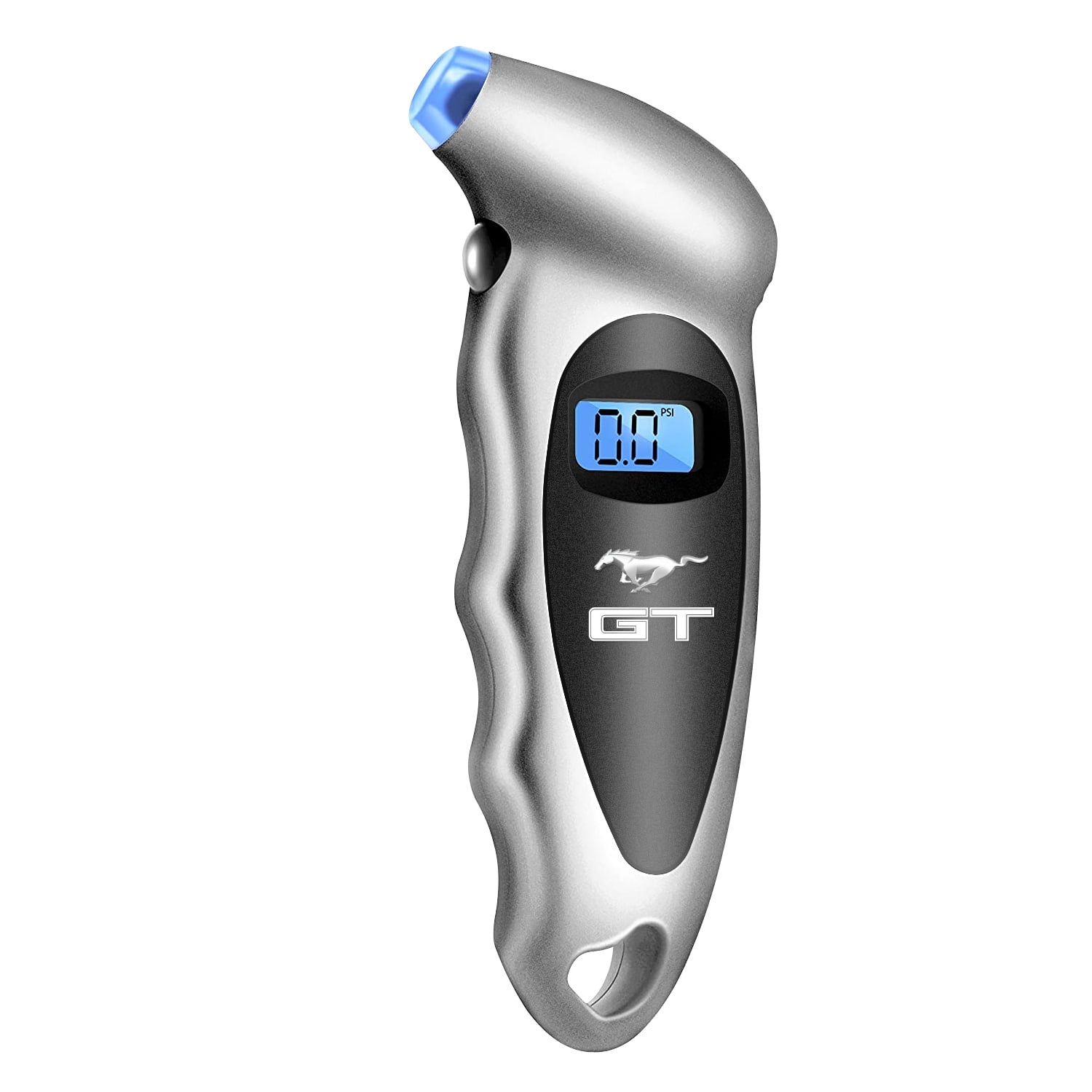 Ford Mustang GT Silver Digital Tire Pressure Gauge with LED-Backlit LCD Display