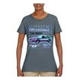 thumbnail image 1 of Ford Mustang GT The Boss Retro Neon Vintage | Womens Cars and Trucks Graphic T-Shirt, Charcoal, Medium, 1 of 4