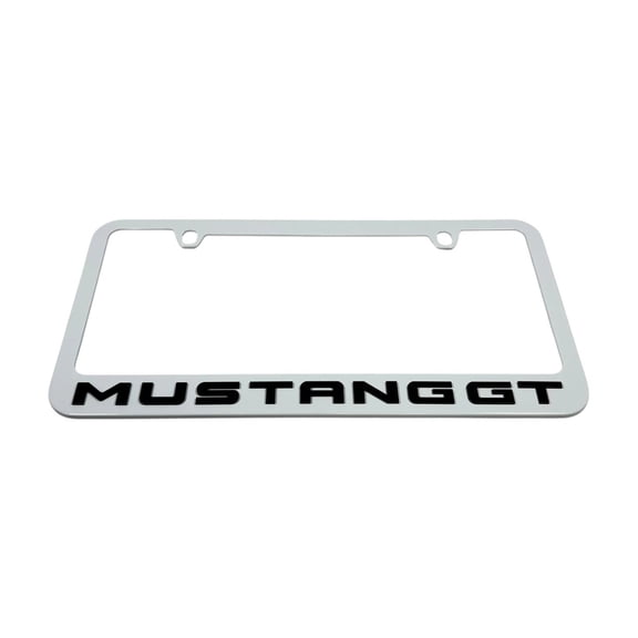 Ford Mustang GT White Zinc Metal License Plate Frame Official Licensed