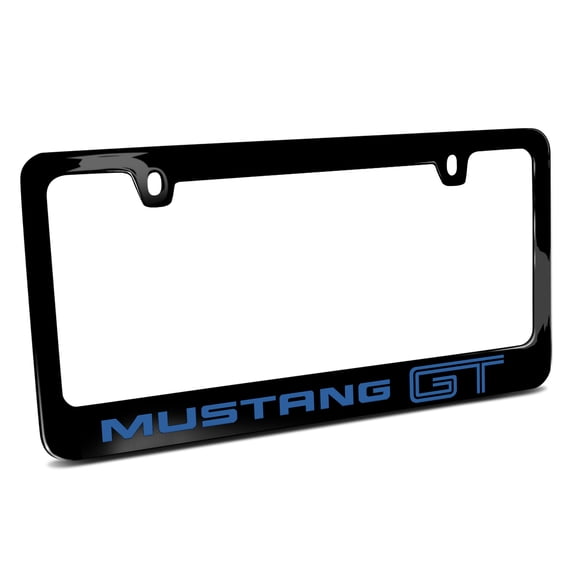 Ford Mustang GT in Blue Black Metal License Plate Frame