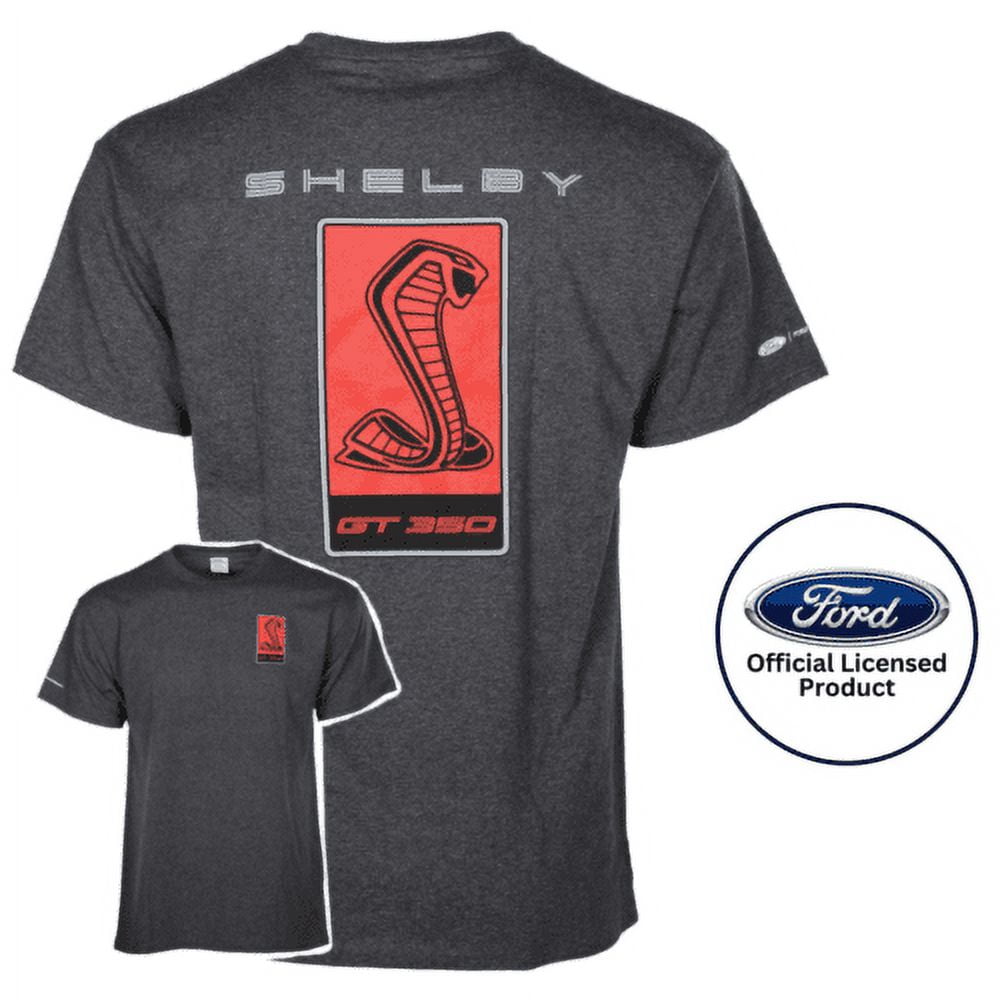 Ford Mustang GT350 Shelby Cobra Logo Cotton T-Shirt Gray Official Licensed (XL)