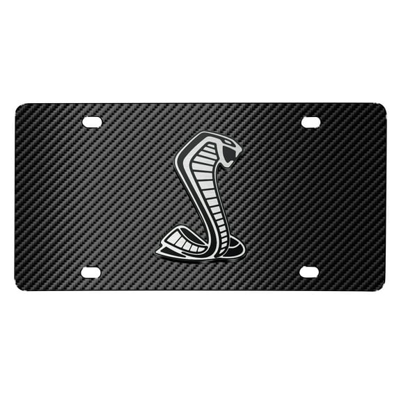 Ford Mustang GT350R 3D Logo Black Carbon Fiber Patten Steel License Plate