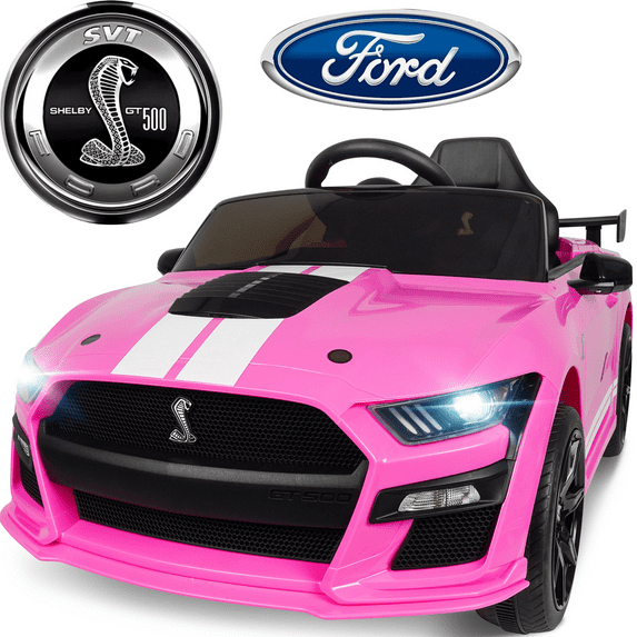 Ford Mustang GT500 Ride on Car for Kids, 12V Powered Ride on Toy with Remote Control, Bluetooth, Radio, Music, USB Port, LED Lights, 4 Wheels Suspension Electric Car for for 3-5 Years Boy Girl
