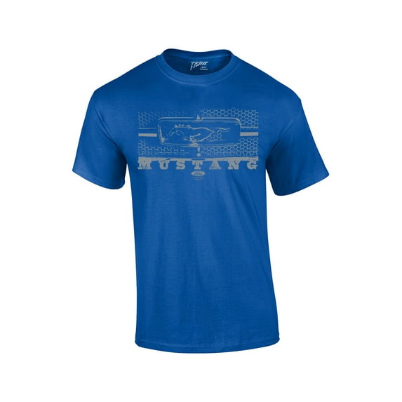 Ford Mustang Grill Legend Honeycomb Grill and Pony Emblem Classic Racing Performance Race Muscle Car T-shirt Emblem Logo-Royal-5Xl