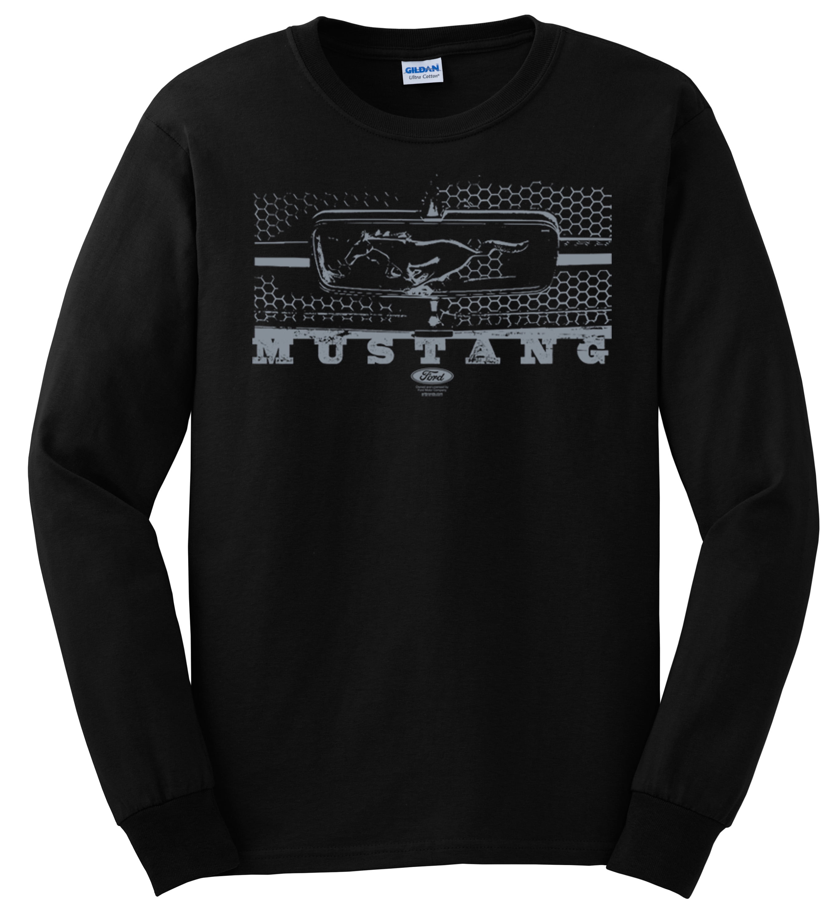 Ford Mustang Grill Legend Honeycomb Pony Emblem Classic Muscle Car T-Shirt - Back Print Graphic Tee, Small-6X