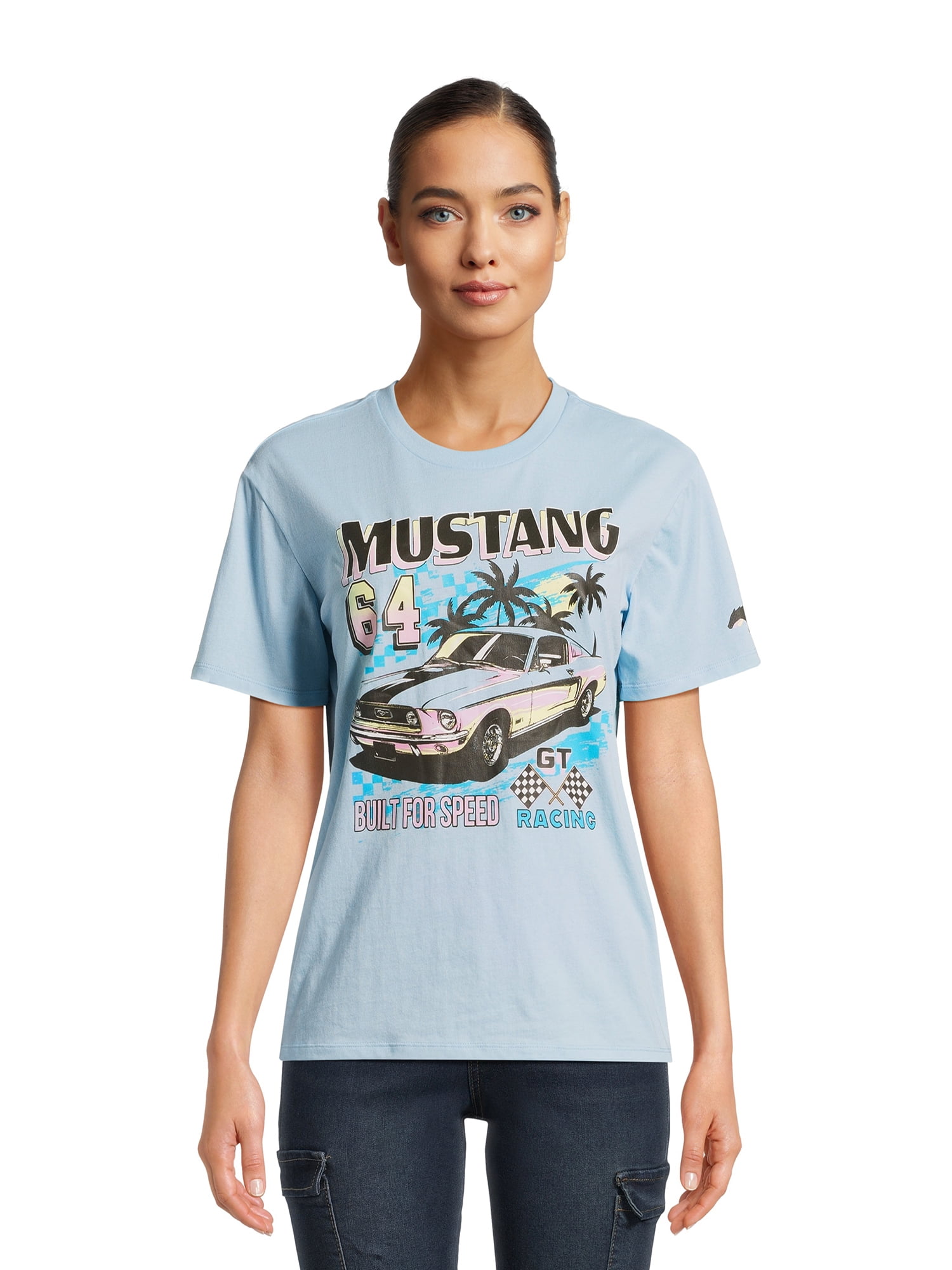 Ford Mustang Juniors Beach Graphic Tee with Short Sleeves, Size XS3XL