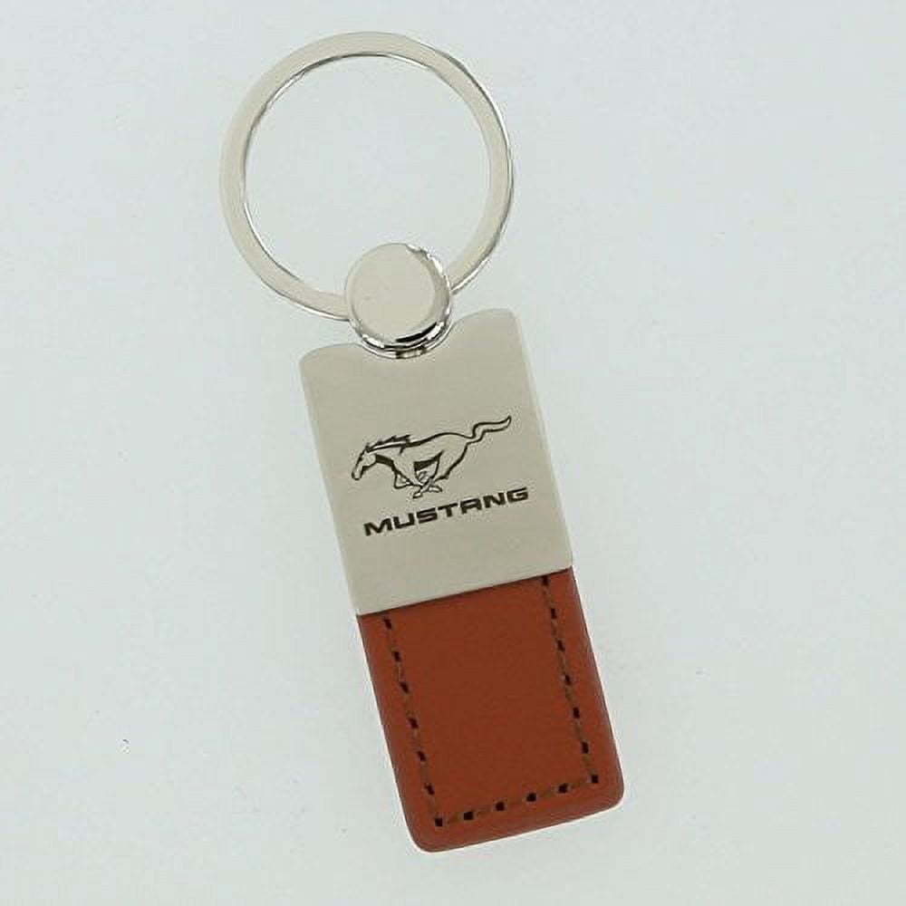 Ford Mustang Keychain & Keyring Duo Premium Brown Leather