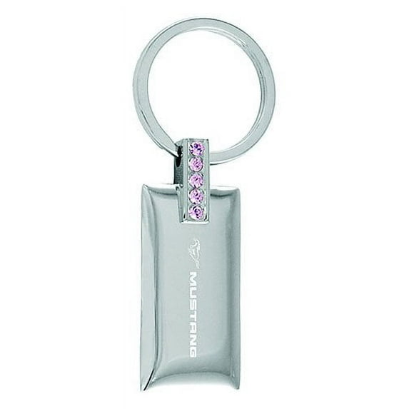 Ford Mustang Keychain & Keyring - Rectangle with Bling Pink