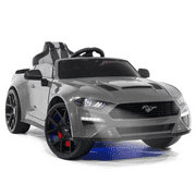 Ford Mustang Kids Ride On Car 24V w/ Remote Control, MP3, 3 Speeds, Rubber Tires, LED Lights - Gray