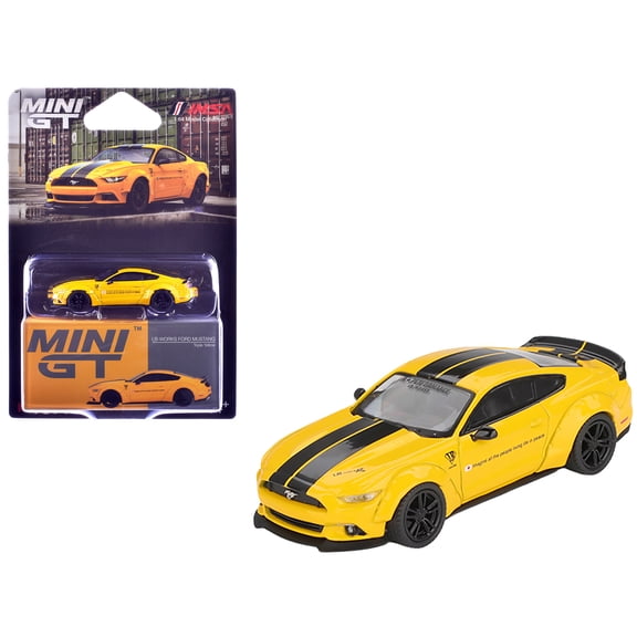 Ford Mustang "LB-Works" Triple Yellow with Black Stripes Limited Edition 1/64 Diecast Model Car by Mini GT