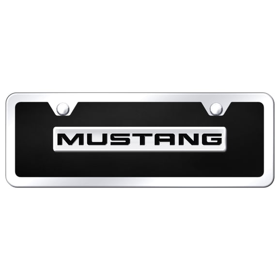 Ford Mustang Logo Acrylic Mini License Plate Kit (Chrome on Black)