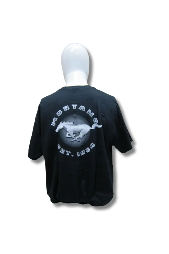 Ford Mustang Logo EST 1964 USA Flag Cotton T-Shirt Black Official Licensed M
