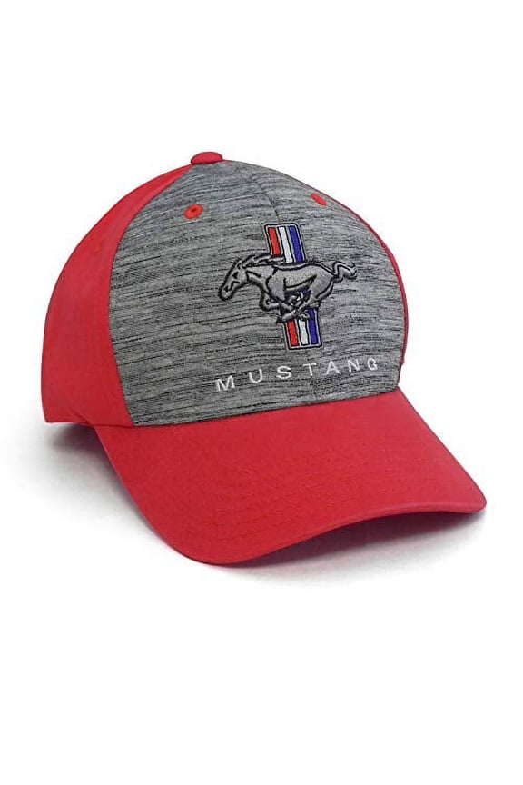 Ford Mustang Logo Gray Front Red Back Baseball Hat