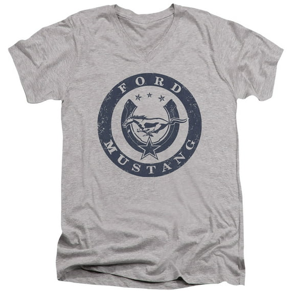 Ford Mustang Lucky Ford Mustang S/S Adult V-Neck T-Shirt 30/1 T-Shirt Athletic Heather