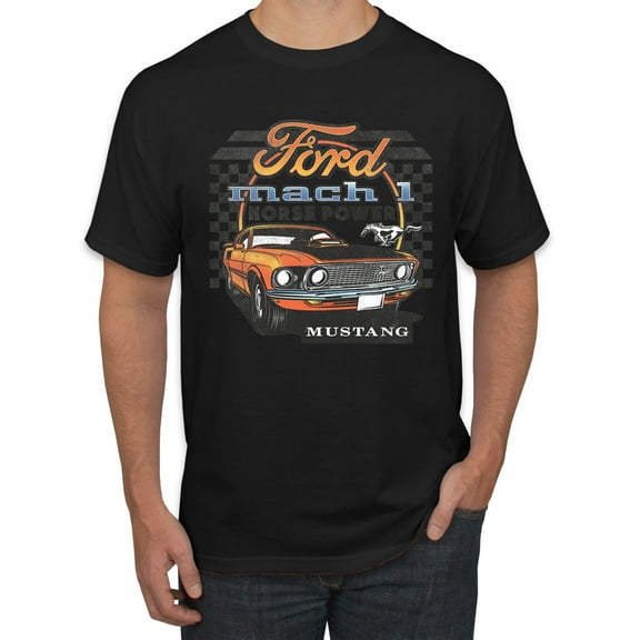 Ford Mustang Mach 1 Horse Power Classic Racing | Mens Cars and Trucks Graphic T-Shirt, Black, Small