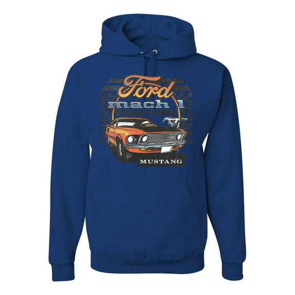 Ford Mustang Mach 1 Horse Power Classic Racing | Mens Cars and Trucks Hooded Sweatshirt Graphic Hoodie, Royal, 2XL