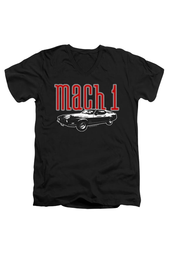 Ford Mustang Mach 1 S/S Adult V-Neck T-Shirt 30/1 T-Shirt Black