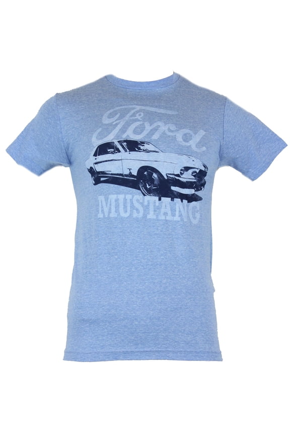 Mustang Mens T-Shirt  - Distressed Car and Ford Script logo Image (Small)
