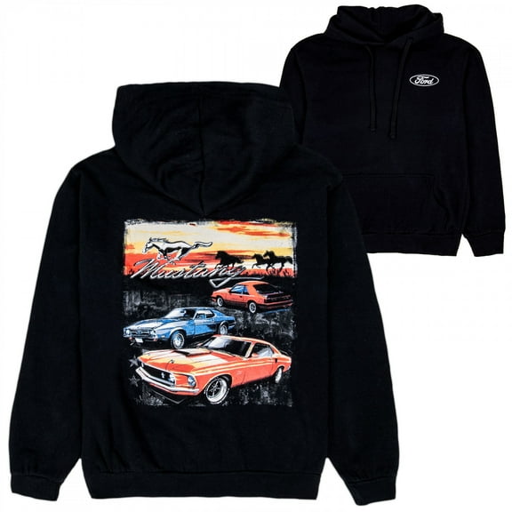 Ford Mustang Models Front and Back Print Pull-Over Hoodie-Large