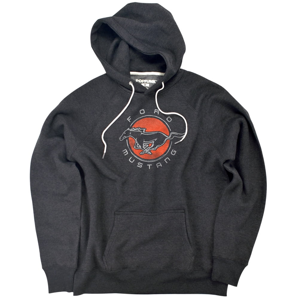 Ford Mustang Mustang Circle Unisex Adult Slim Fit Pull-Over Heather Hoodie, Charcoal, Small