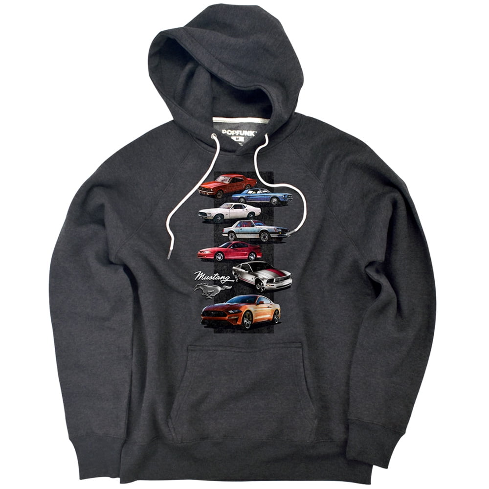 Ford Mustang Mustang Stack Unisex Adult Slim Fit Pull-Over Heather Hoodie, Charcoal, Small